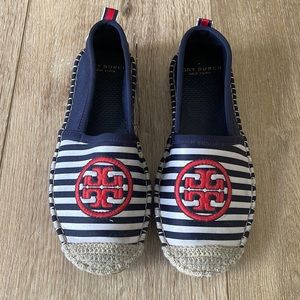TORY BURCH WATER RED, WHITE NAVY WATER ESPADRILLE sz 7.5